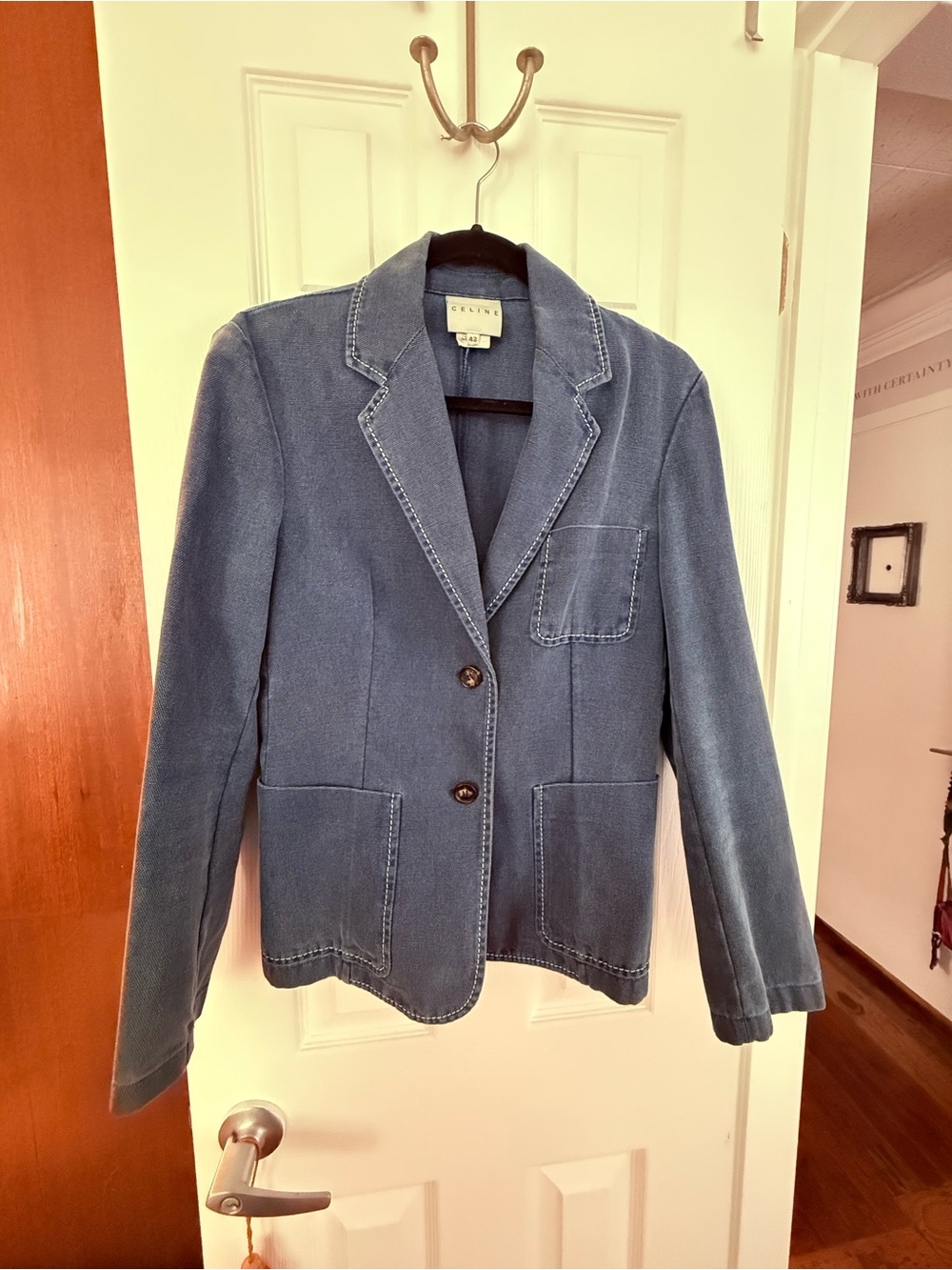 Celine Denim-Blue Casual Blazer Jacket